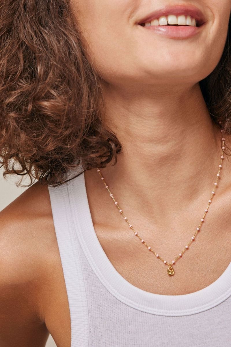 Enamel - Halskæde - Necklace Lola Refined - Light Pink