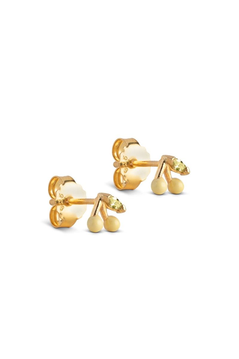 Enamel - Øreringe - Cherry Stud - Light Yellow