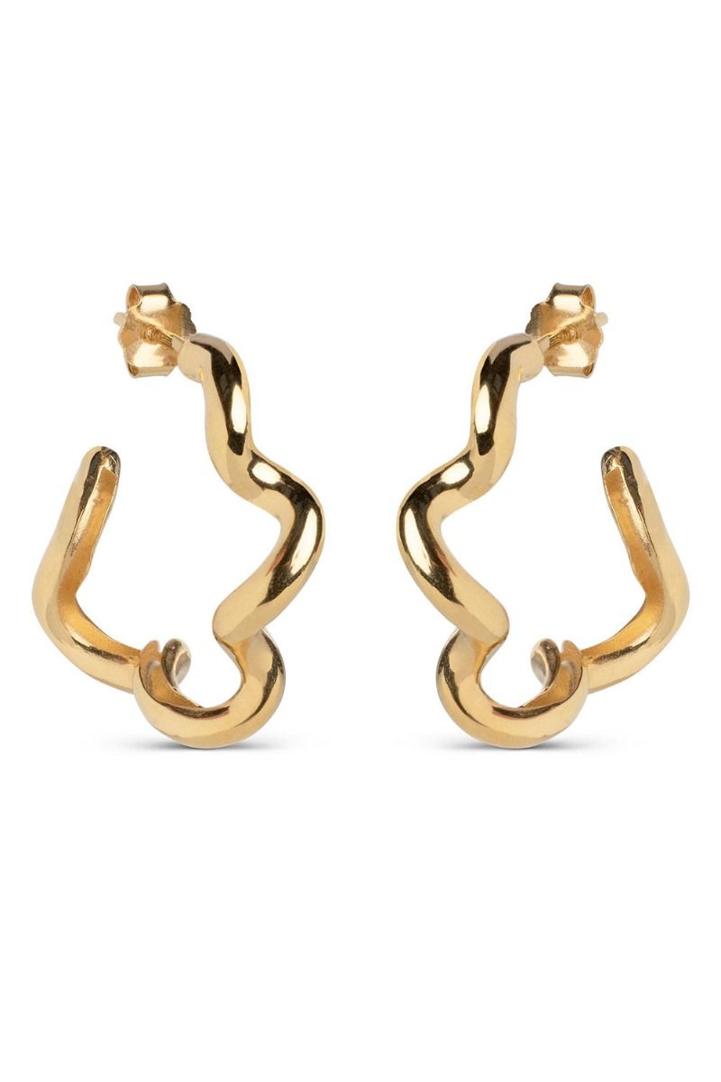Enamel - Øreringe - Curly Hoops - Gold