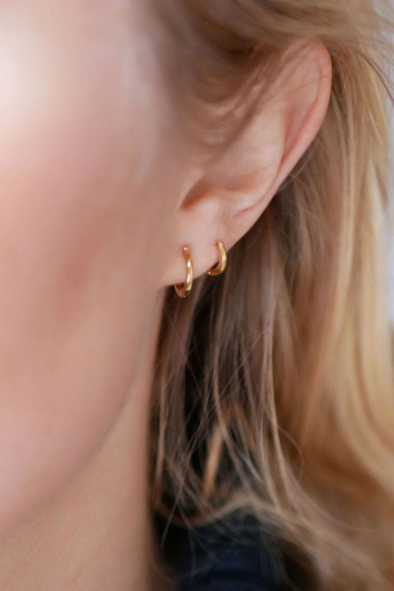 Enamel - Øreringe -  Hoops, Chunky Classic 6 mm - Gold