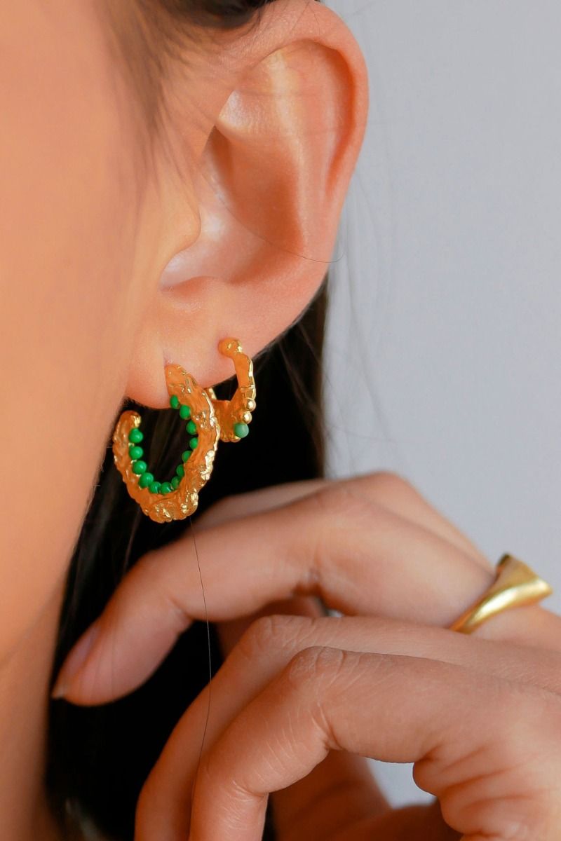 Enamel - Øreringe - Hoops Felie - Grass Green