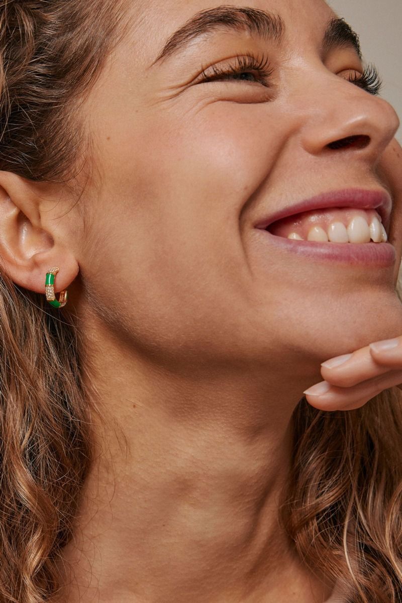 Enamel - Øreringe - Hoops Oline - Grass Green and Clear