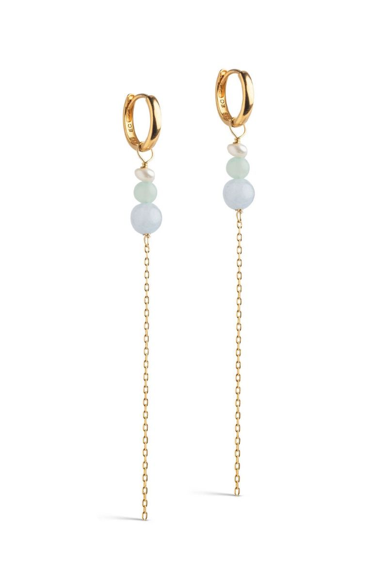 Enamel - Øreringe - Jana Pearl Hoops - Light Green and Light Blue