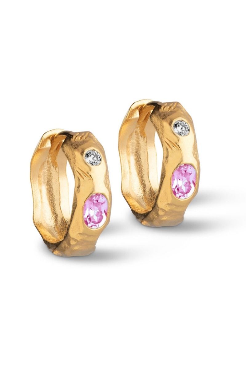 Enamel - Øreringe - Leonora Hoops - Pink/White