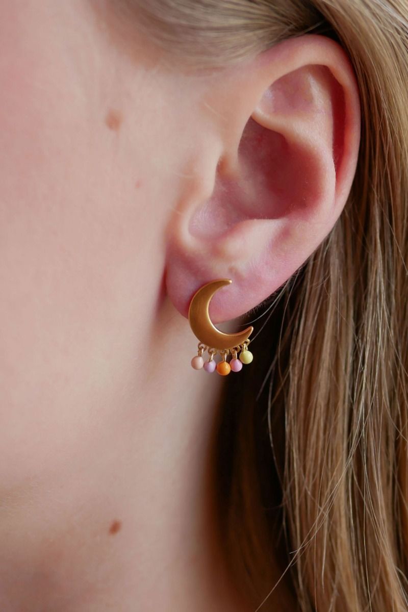 Enamel - Øreringe - Lune Earring - Peach/Light Pink/Orange/Light Yellow