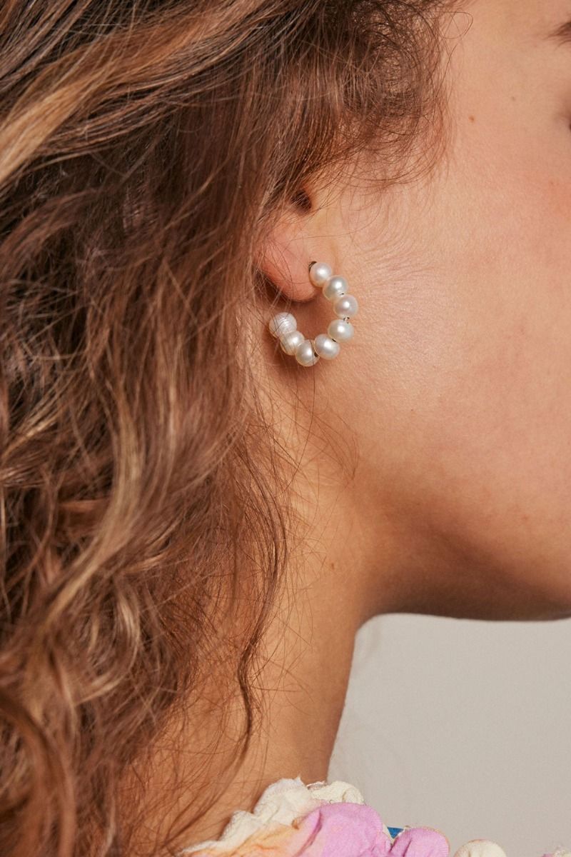 Enamel - Øreringe - Pearlie Chunky Hoops - Pearl