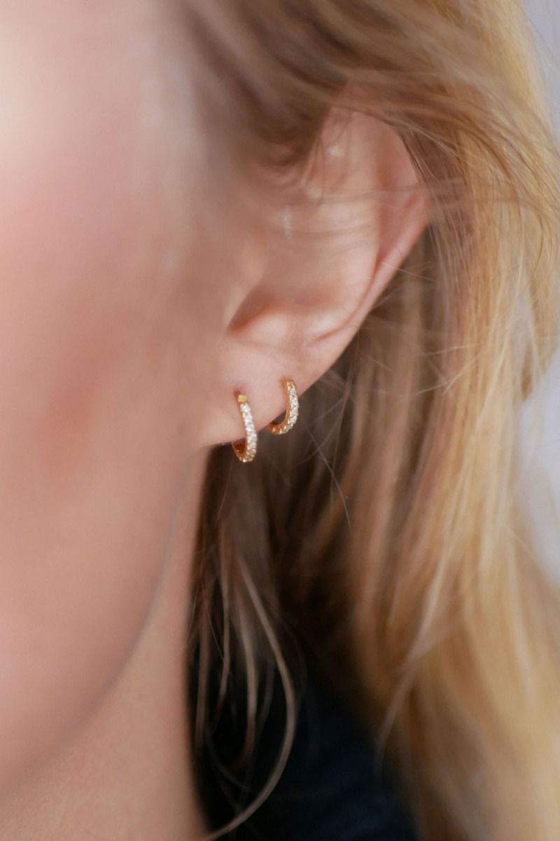 Enamel - Øreringe - Petite Flora Hoops 8 mm - Gold