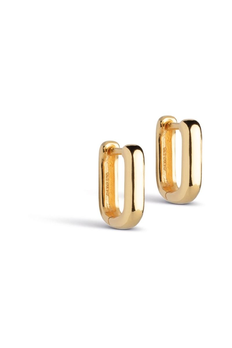 Enamel - Øreringe - Square Hoops 12 mm - Gold 