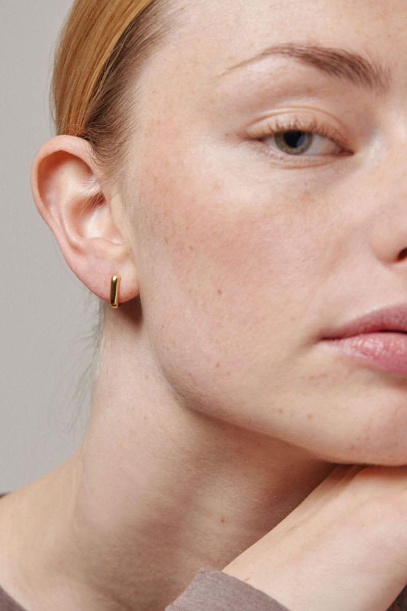 Enamel - Øreringe - Square Hoops 12 mm - Gold 