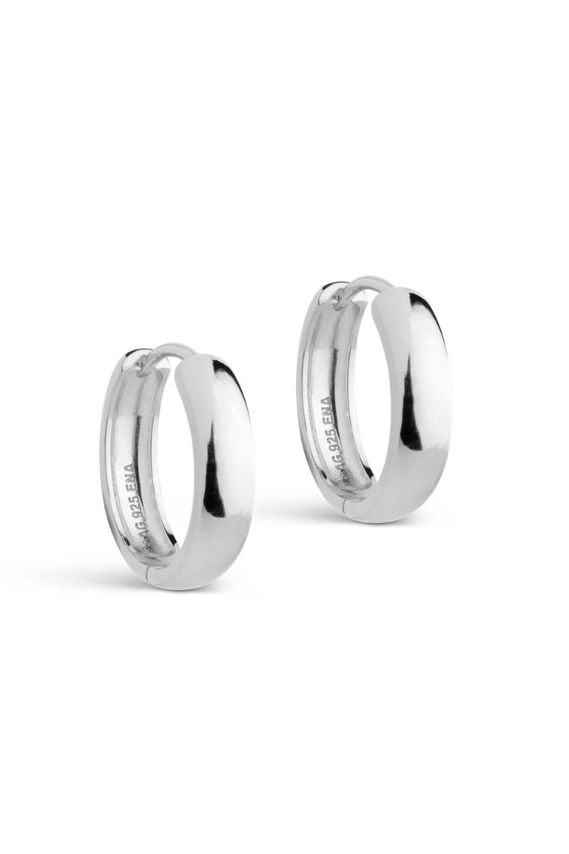 Enamel - Øreringe - Hoops, Classic Wide 20 mm - Silver