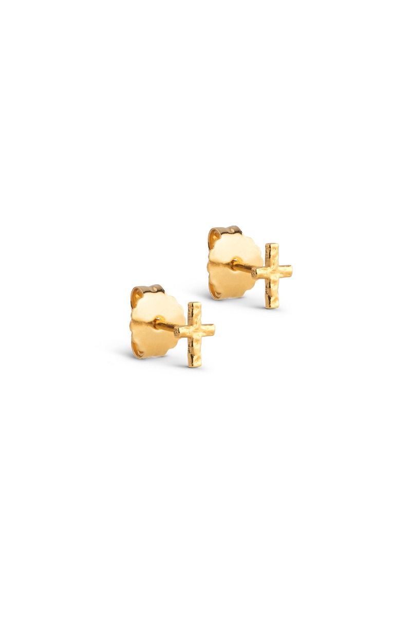 Enamel - Øreringe - Studs Protective Cross - Gold