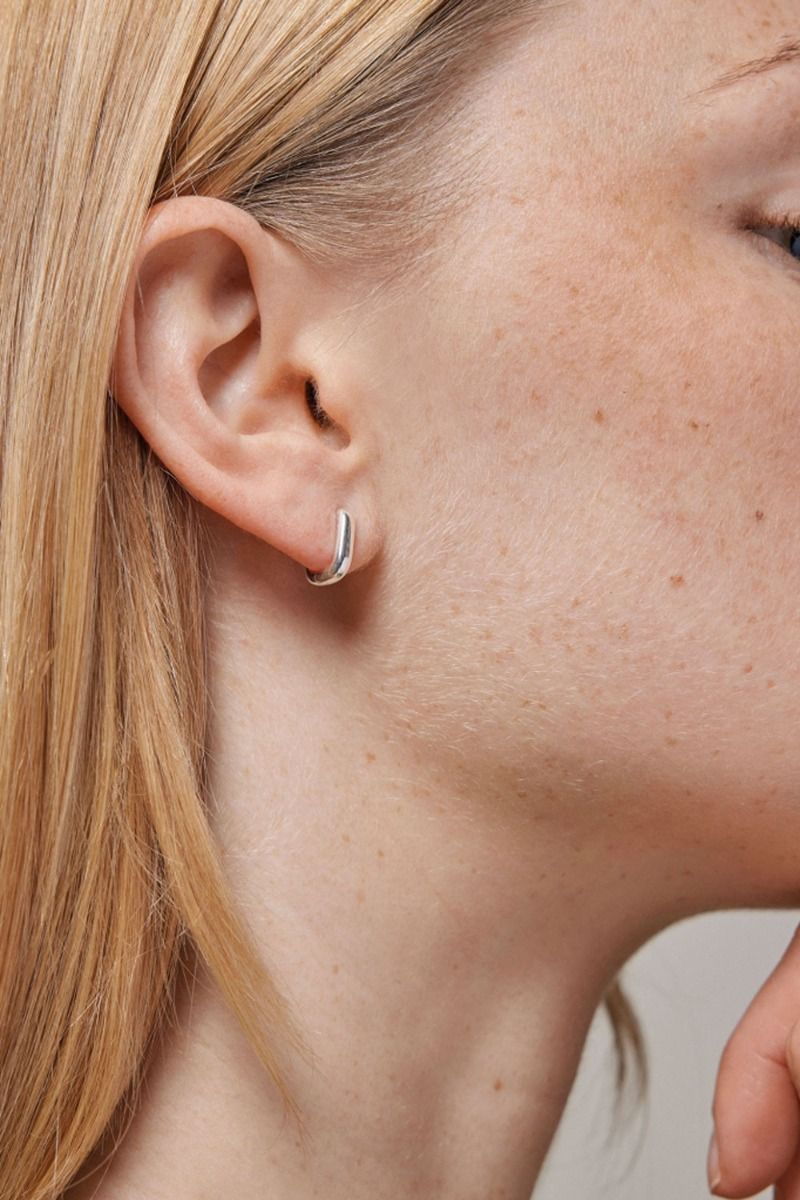 Enamel - Øreringe - Square Hoops 12 mm - Sølv