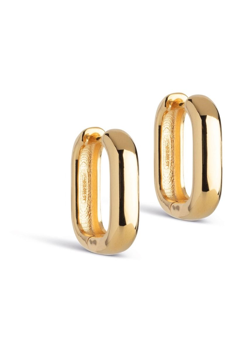 Enamel - Øreringe - Square Hoops 18 mm - Guld