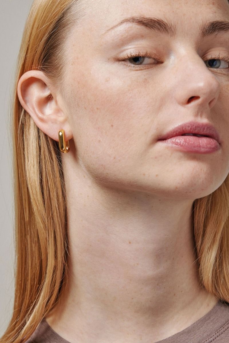 Enamel - Øreringe - Square Hoops 18 mm - Guld