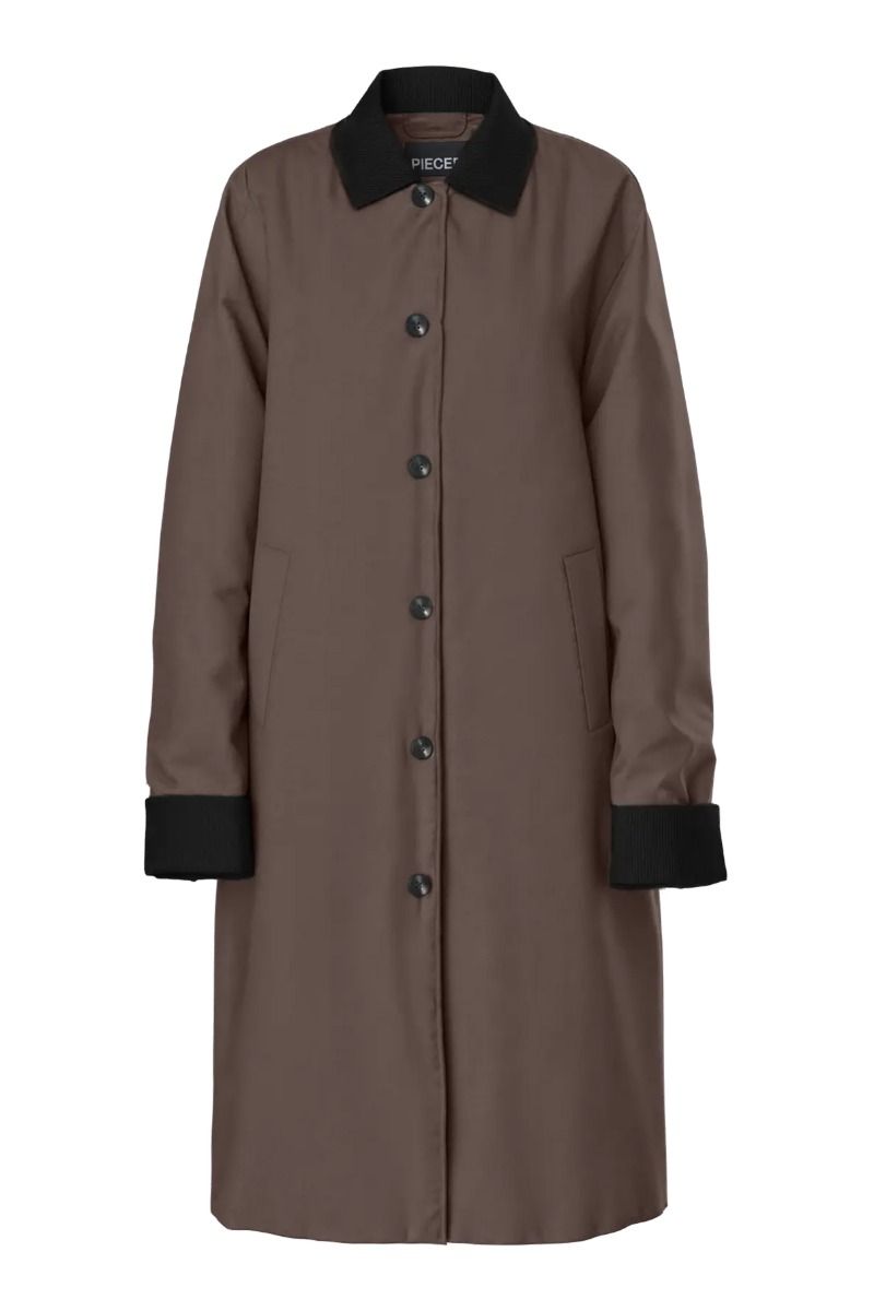 Pieces - Jakke - Jorma Long Corduroy Jacket - Coffee Quartz/Black (Levering midt august)