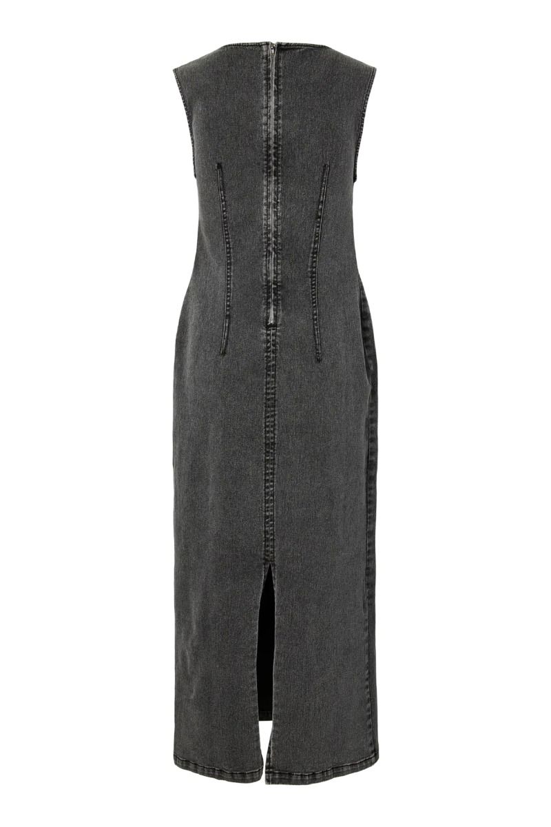 Pieces - Kjole - Franna SL Long Denim Dress - Grey Denim (Levering midt april)
