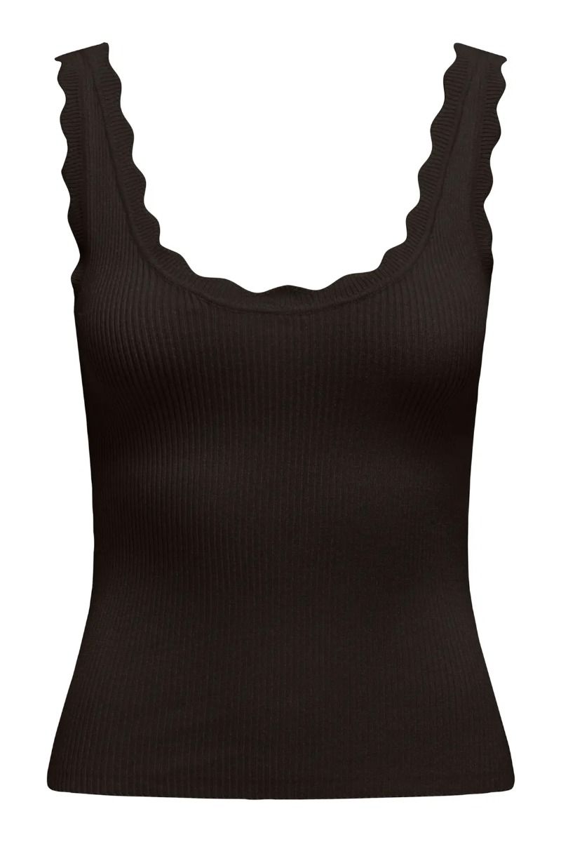 JDY - Top - Nanna S/L Scallop Edge Top - Chocolate Torte