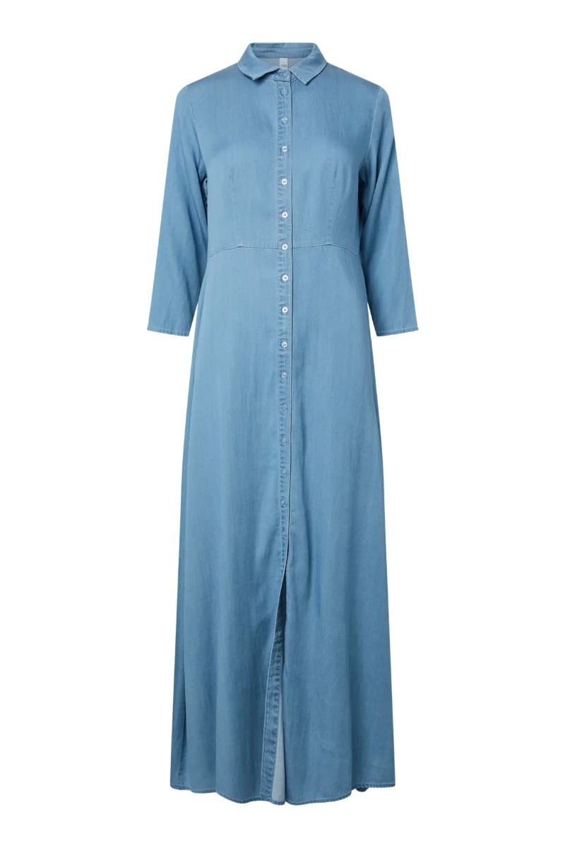 Y.A.S - Kjole - Savanna 3/4 Long Chambray Dress - Ex Skyway