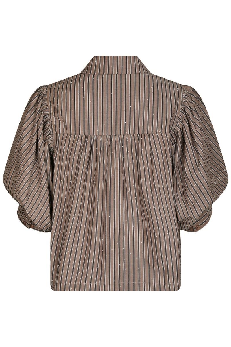 Neo Noir - Bluse - Etta Soft Stripe Stone Shirt - Brown