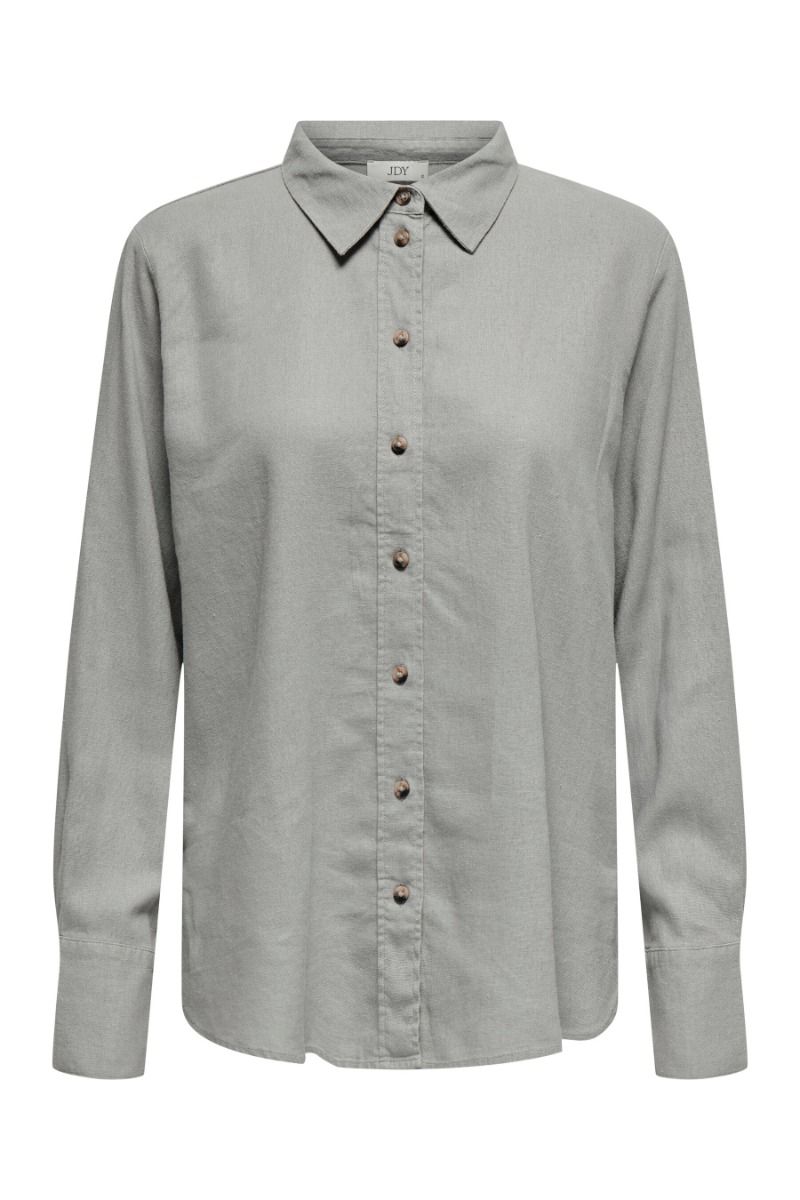 JDY - Skjorte - Say L/S Linen Loose Shirt - Wild Dove