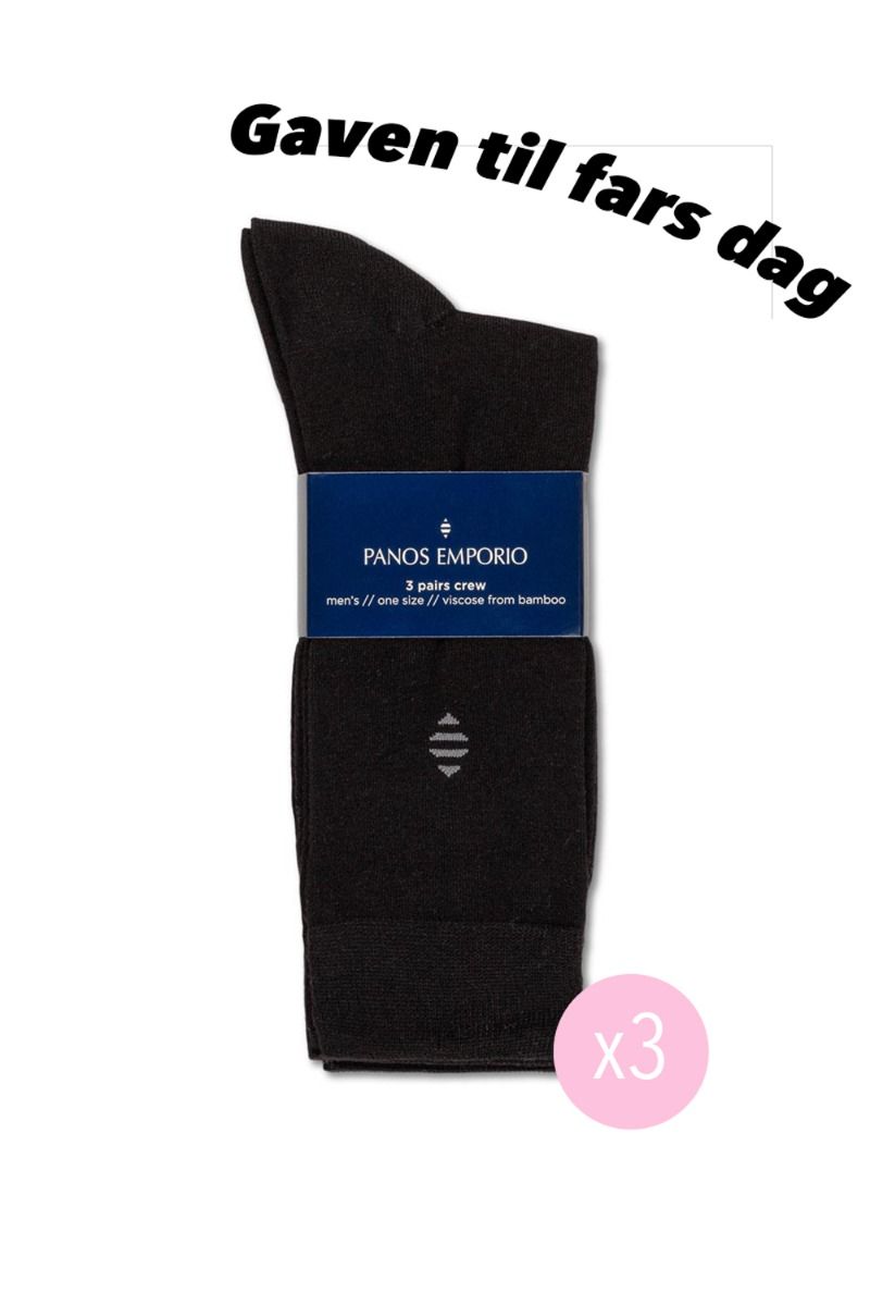 Panos Emporio - 3-pak strømper i Bambus - Sort (Fars dag idé)