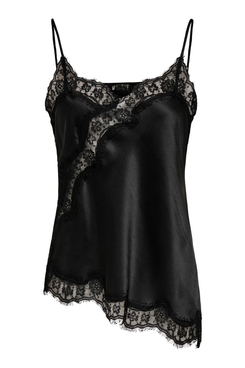 JDY - Top - Fifi S/L Asym Lace Singlet - Black