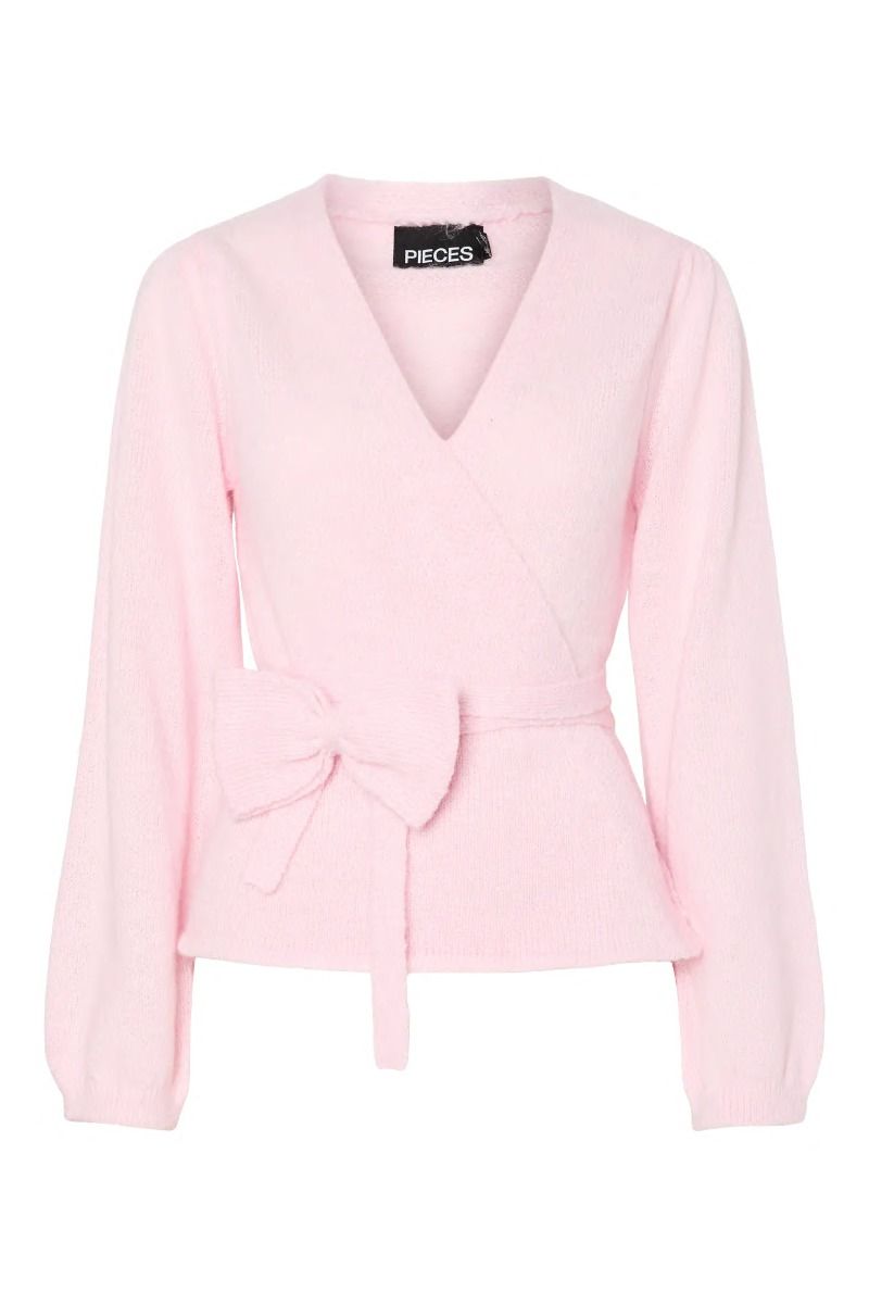 Pieces - Cardigan - Fleur LS V-Neck Knit Cardigan - Pink Tulle Melange