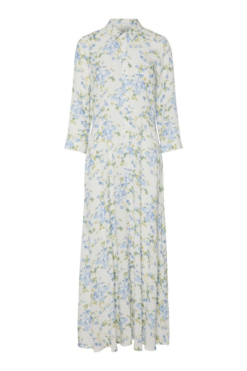 Y.A.S - Kjole - Savanna Long Shirt Dress S. - Star White/sumelli