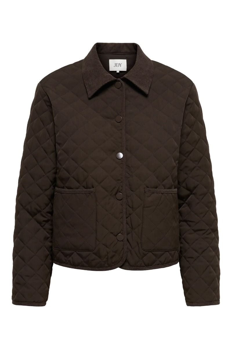 JDY - Paula L/S Quilted Barn Shacket - Chocolate Torte 