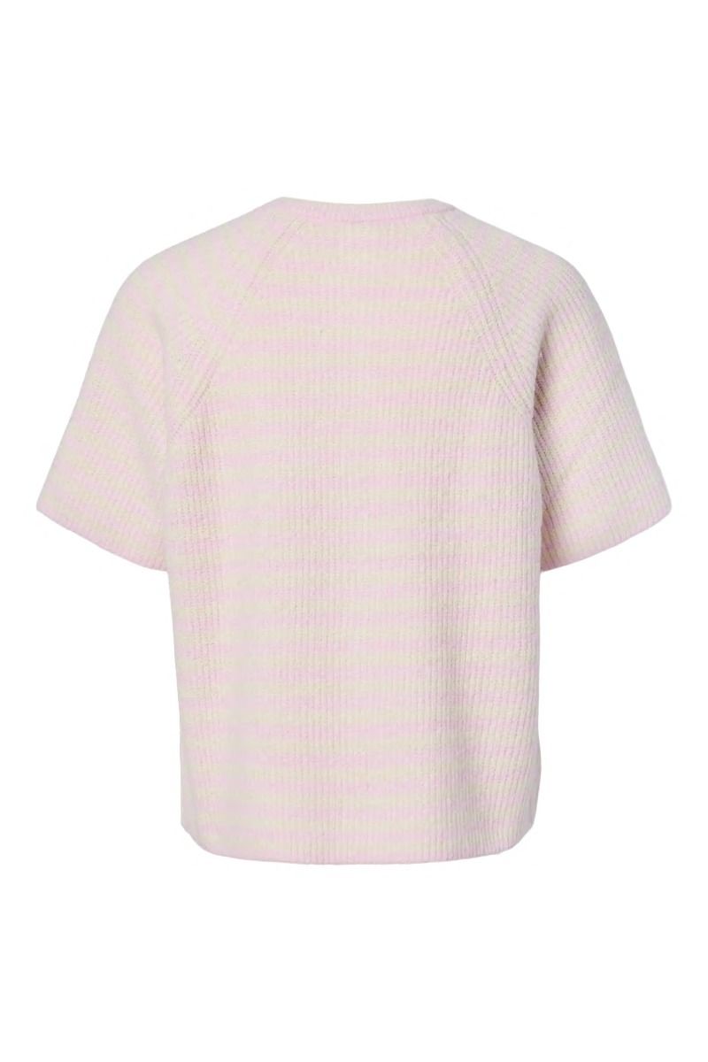 Pieces - Cardigan - Malou SS O-Neck Stripe Cardigan - Roseate Spoonbill Birch