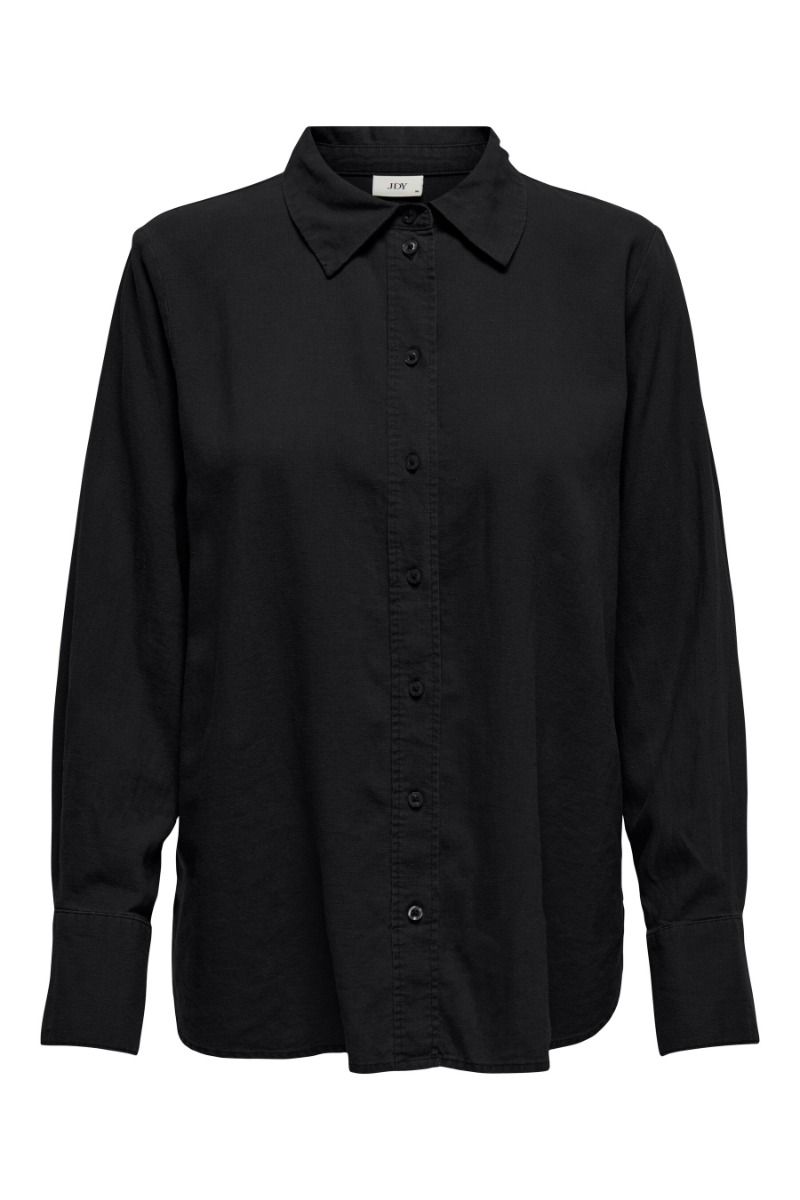 JDY - Skjorte - Say L/S Linen Loose Shirt - Black