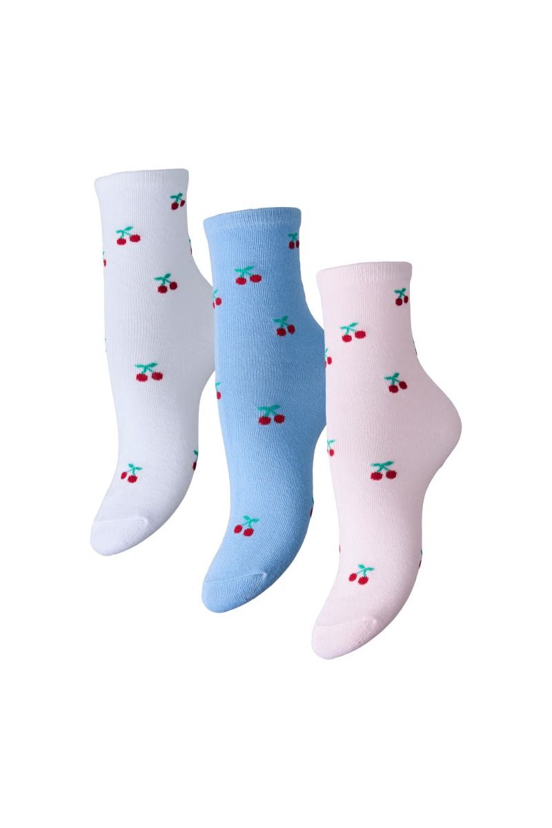 Pieces - Strømper - Faja Cherry 3 Pack Socks - Bright White