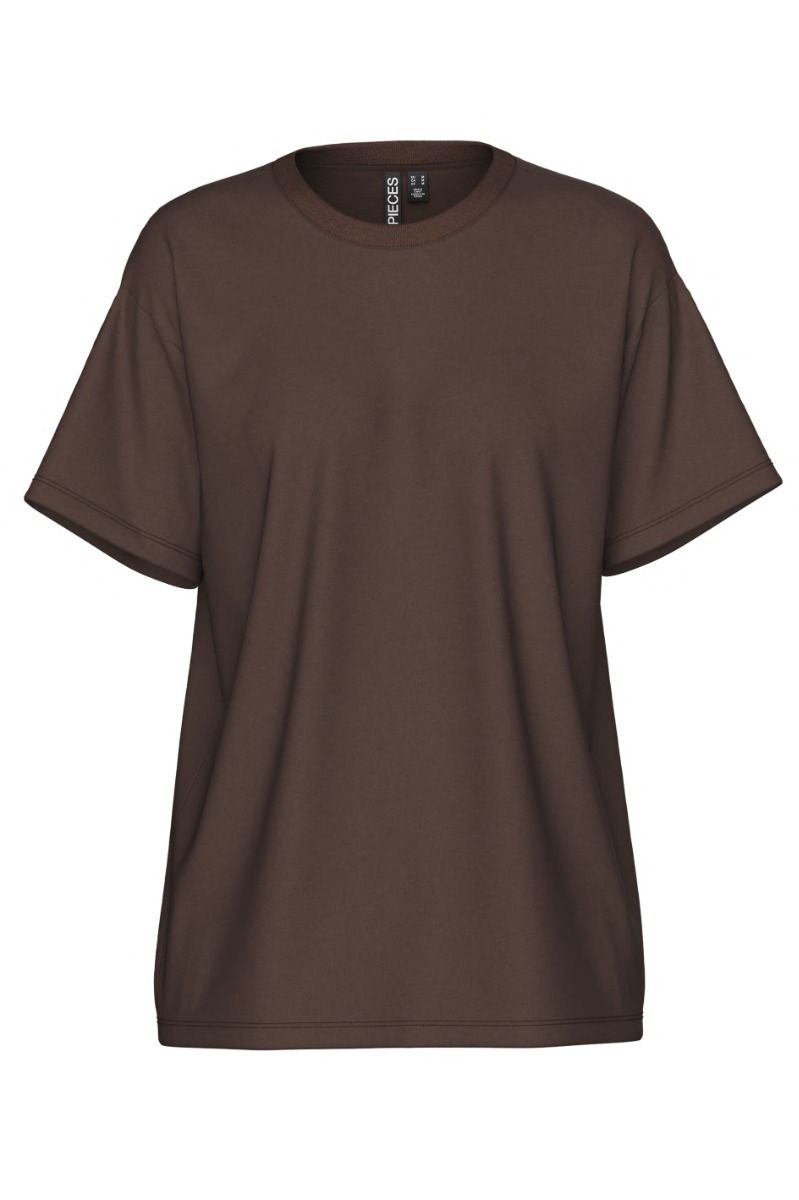 Pieces - T-shirt - Skylar SS Oversized Tee - Hot Fudge