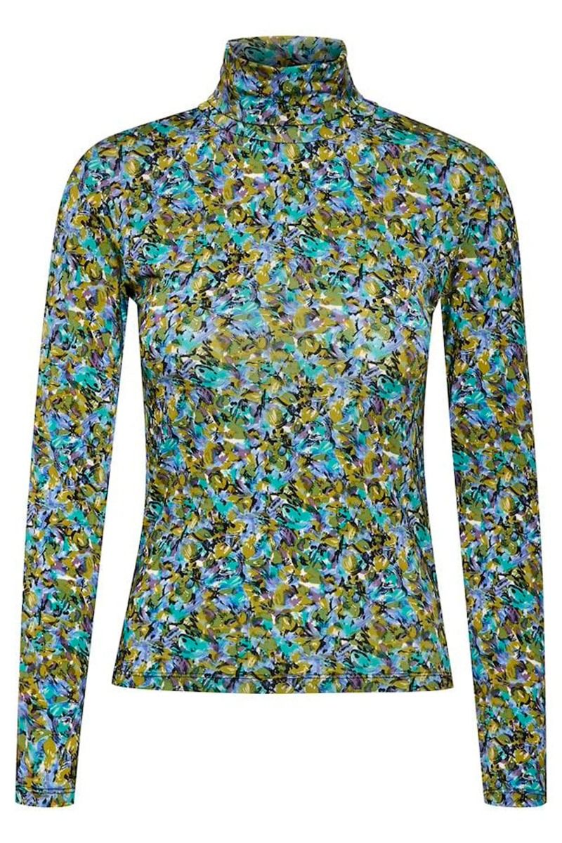 Gestuz - Bluse - Milia Rollneck - Green/Blue Brush