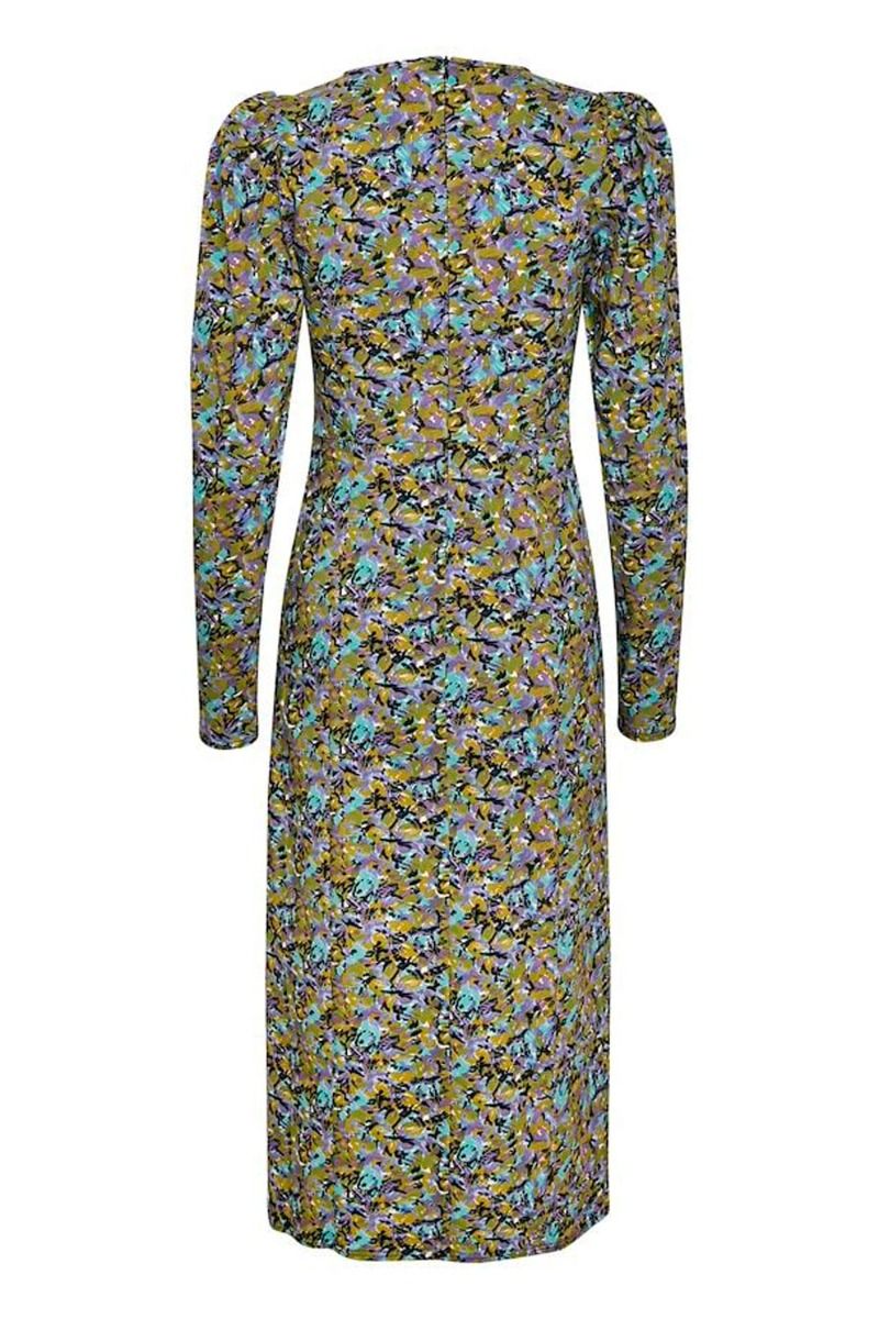 Gestuz - Kjole - Arina Long Dress Green/Blue Brush