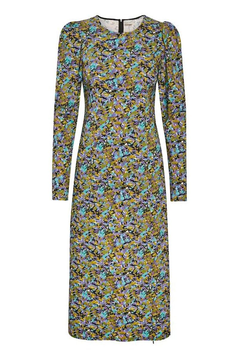 Gestuz - Kjole - Arina Long Dress Green/Blue Brush