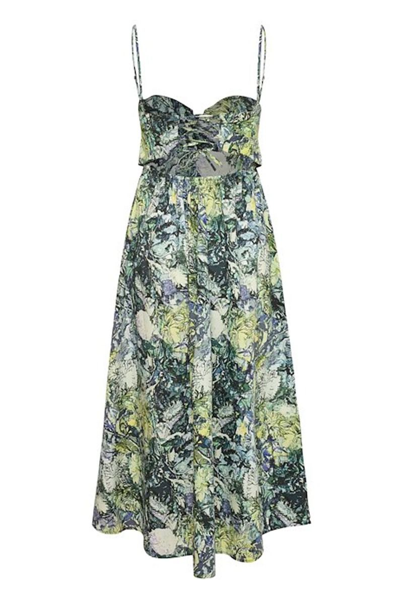 Gestuz - Kjole - CaraGZ P Slip Dress - Lime Flower