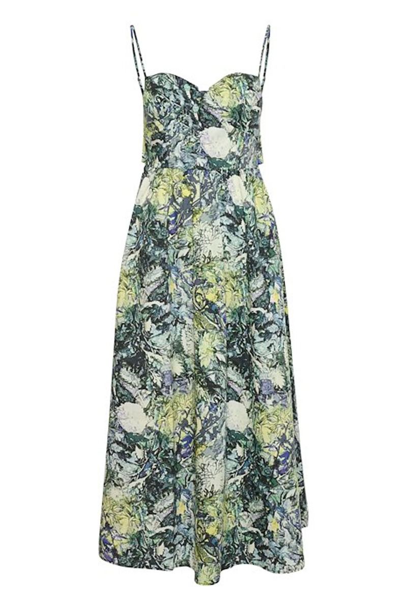 Gestuz - Kjole - CaraGZ P Slip Dress - Lime Flower