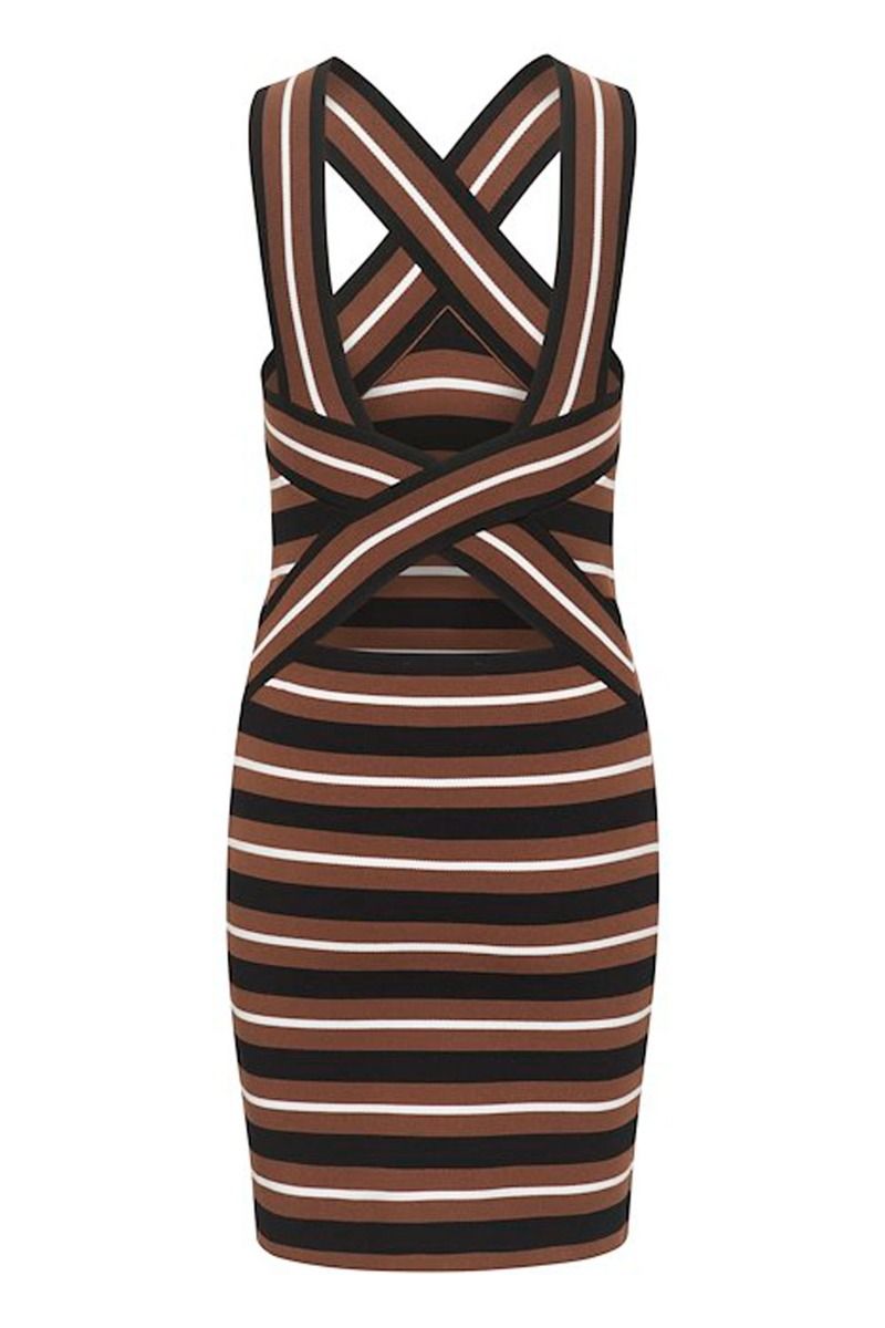 Gestuz - Kjole - ShilaGZ Short Dress - Brown/Black Striped