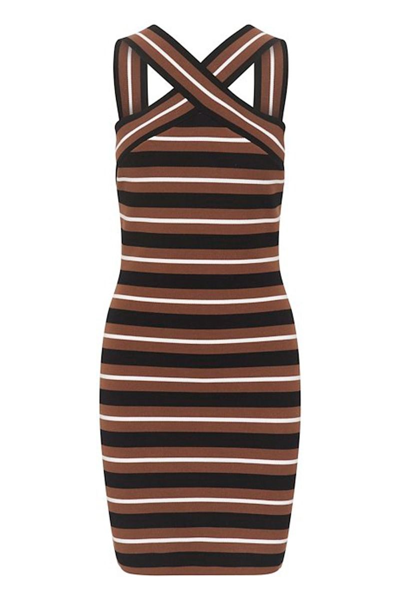 Gestuz - Kjole - ShilaGZ Short Dress - Brown/Black Striped