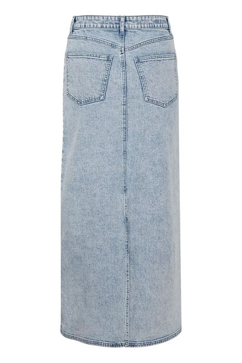 Gestuz - Nederdel - JaniceGZ Long Skirt - Washed Mid Blue