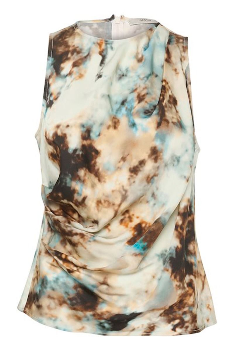 Gestuz - Top - ReenaGZ P Blouse - Blue Brown Rust