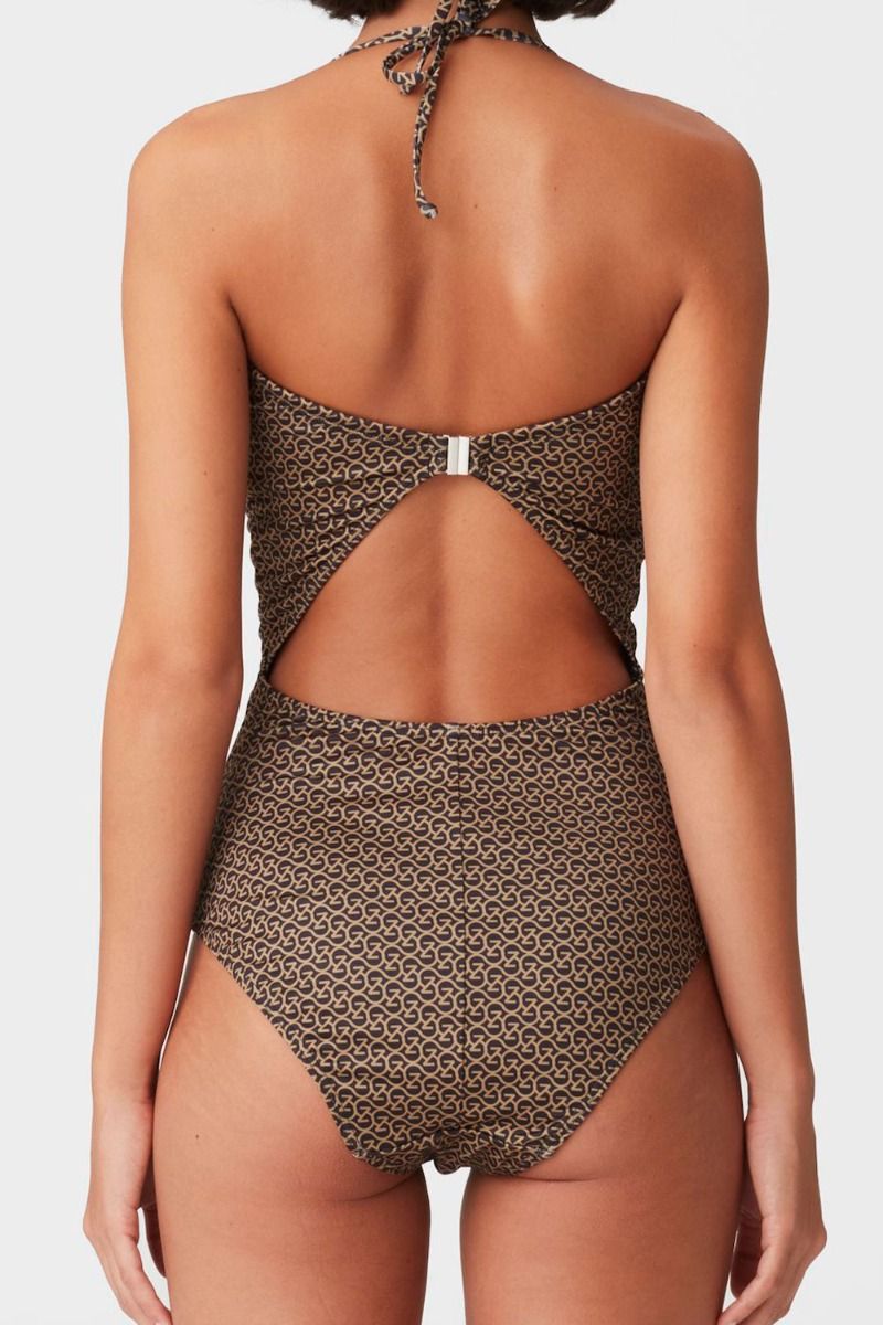 Gestuz - Badetøj - KellyGZ Open BK Swimsuit - Brown logo