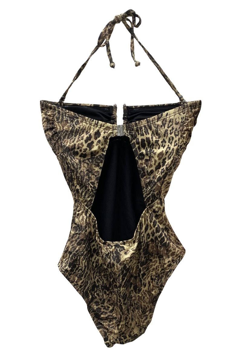 Gestuz - Badetøj - Kelly GZ Open Back Swimsuit - Yellow Leo