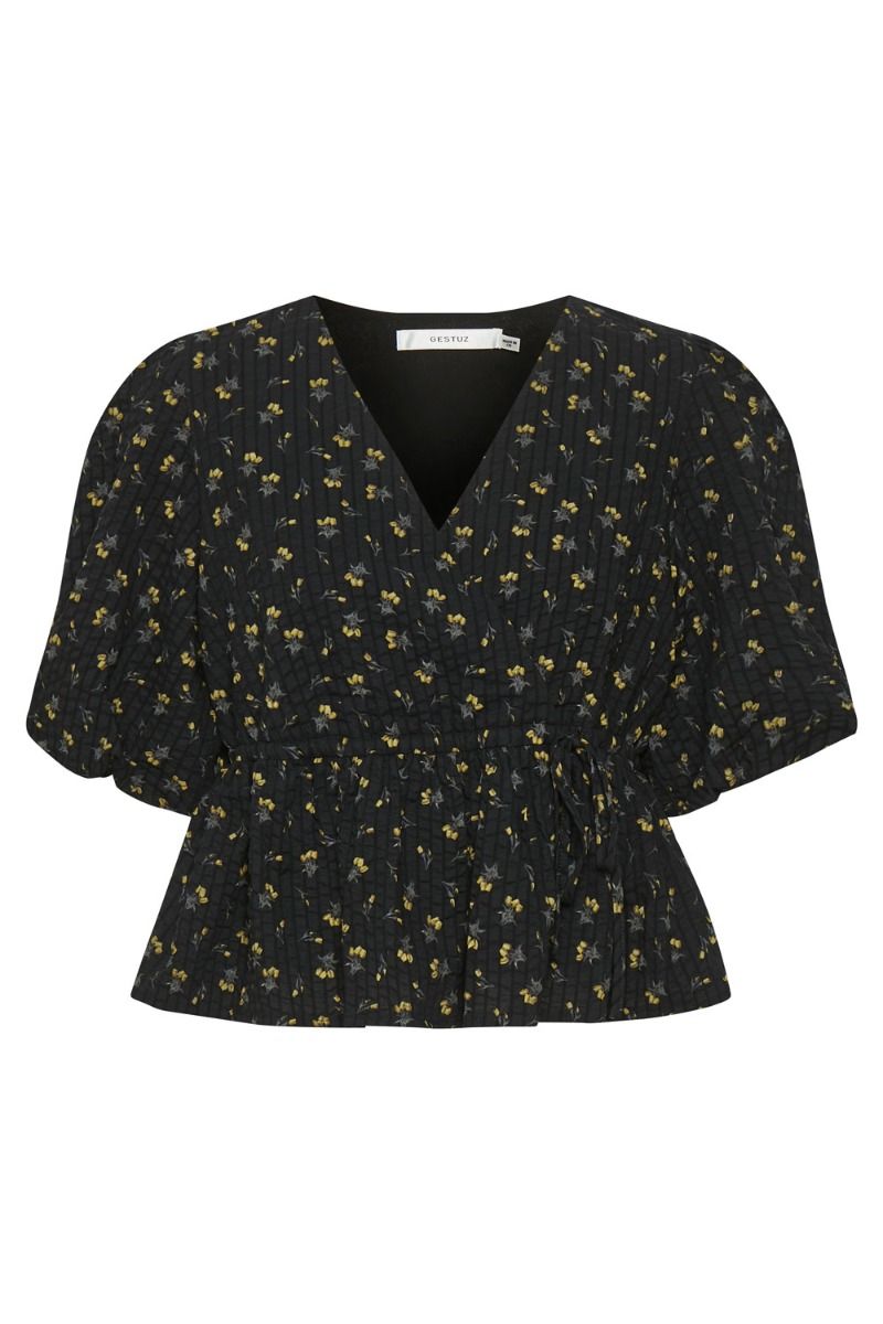 Gestuz - Bluse - Avery Blouse - Tulip Black/Yellow