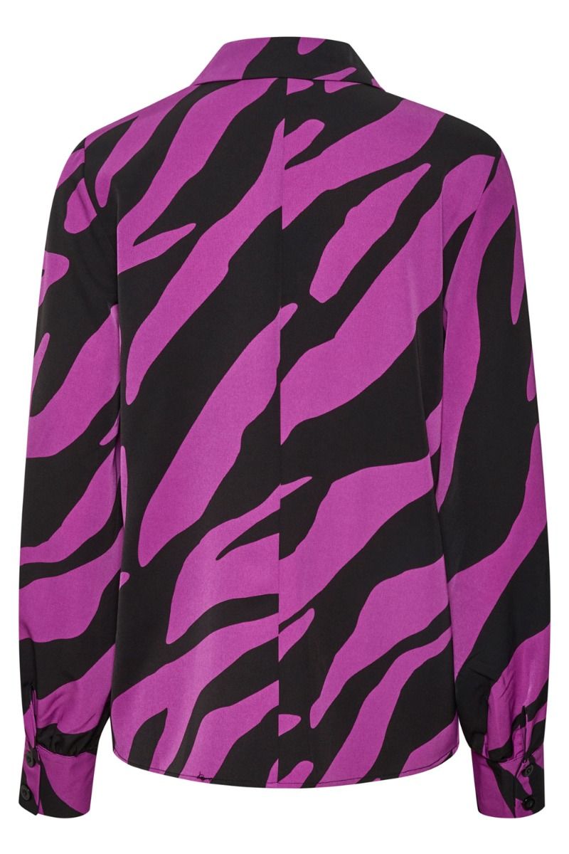 Gestuz - Bluse - BothildeGZ Zipper Blouse - Maxi Zebra Black/Byzantium