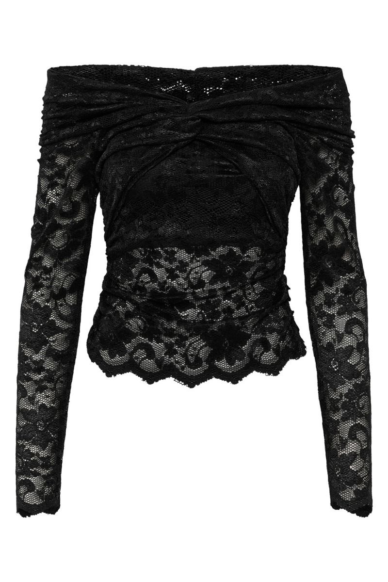 Gestuz - Bluse - GabriGZ LS Lace Top - Black