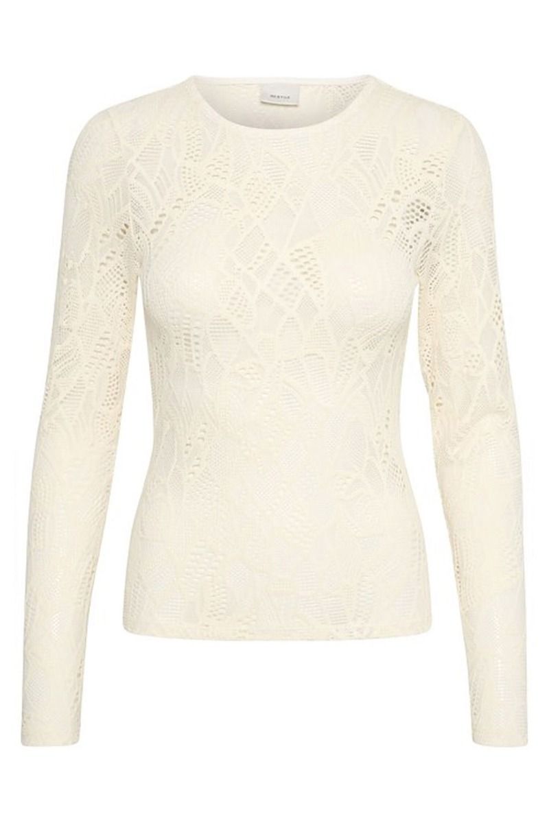 Gestuz - Bluse - Hilma Lace LS Blouse - Egret