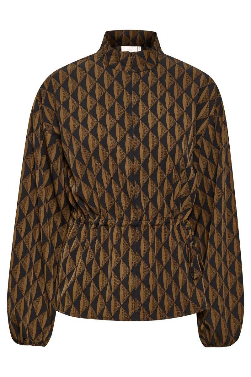 Gestuz - Bluse - LithildeGZ Blouse - Brown Graphical Logo