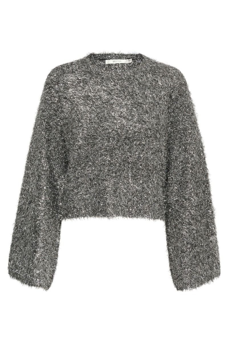 Gestuz - Bluse - MattianiGZ Cropped Pullover - Gun Metal